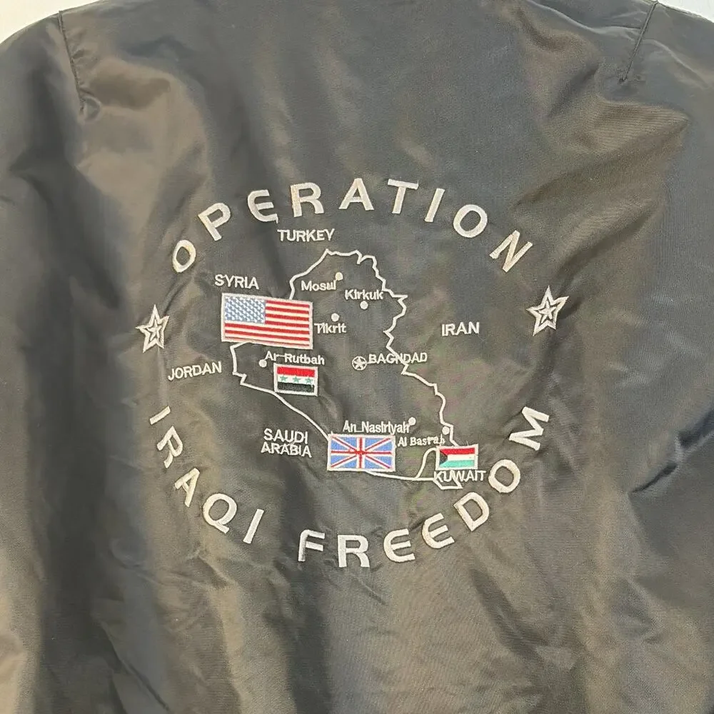 Nordic Army Suppliers Ltd. Men's Black Bomber Jacket Embroidered Size L